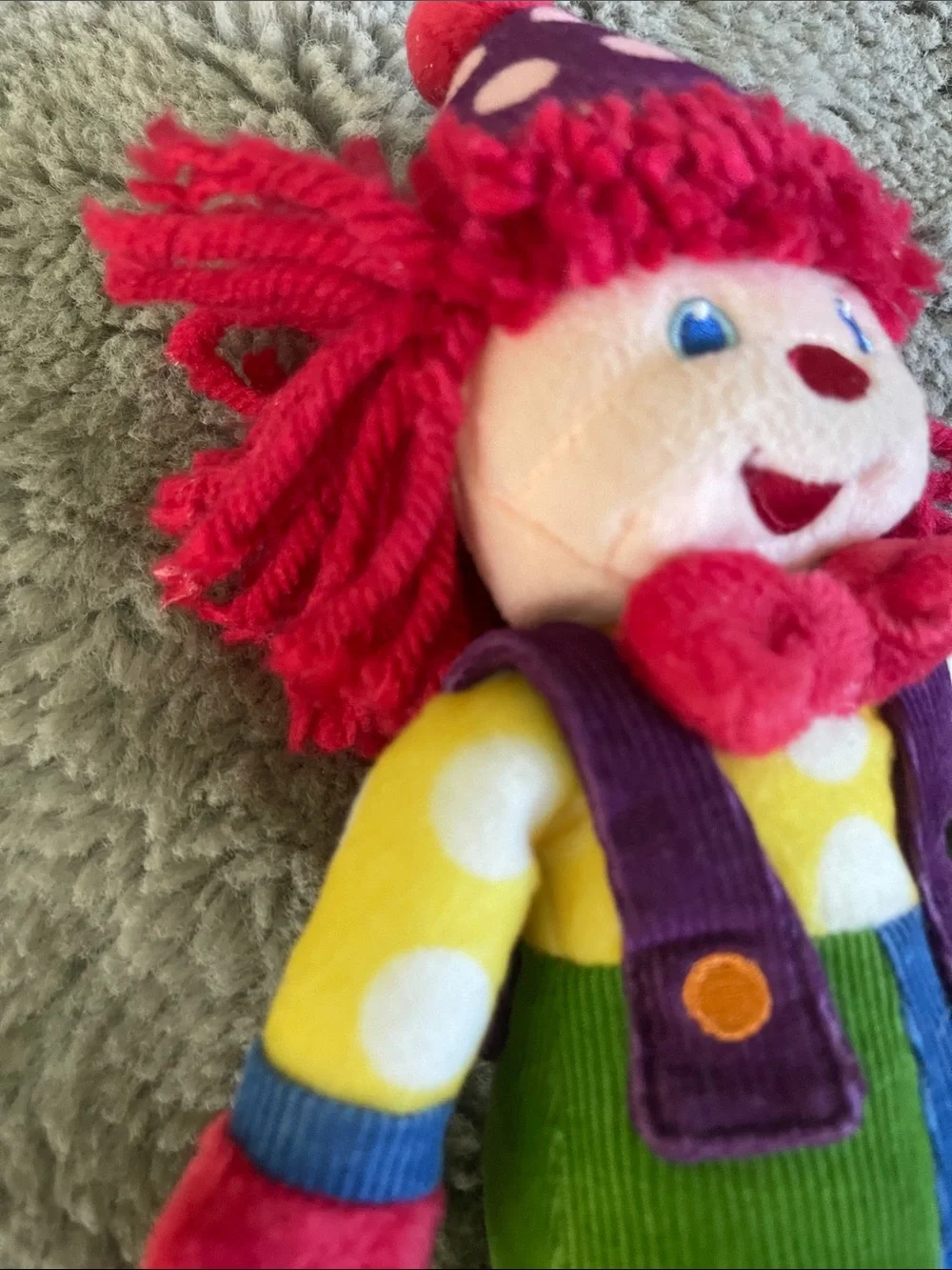Vintage Gymbo the clown Red Multicolor Plush Toy Kids Soft Play Doll 12”